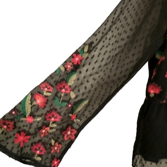 American Eagle Top Large Swiss Dot-with Floral Embroidery - Picture 2 of 13